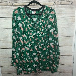 Old Navy green floral print blouse